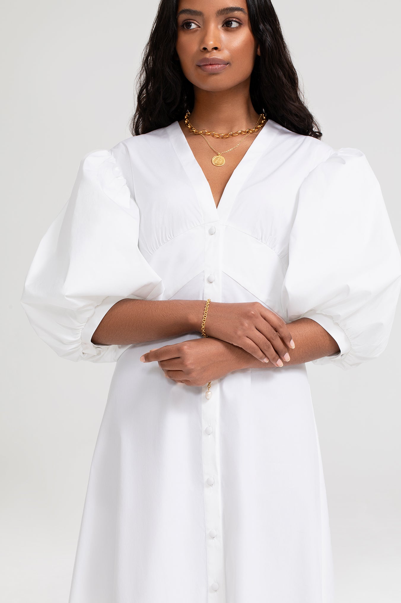 Peony dress in white